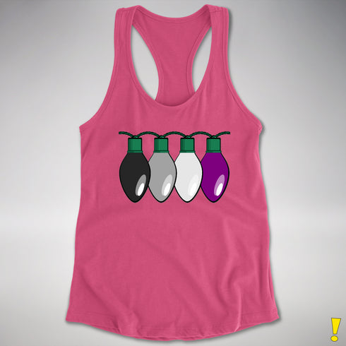 Asexual Pride Christmas Lights Racerback Tank - Hot Pink